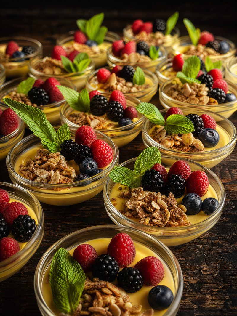 Dessert in Gläsern mit Beeren