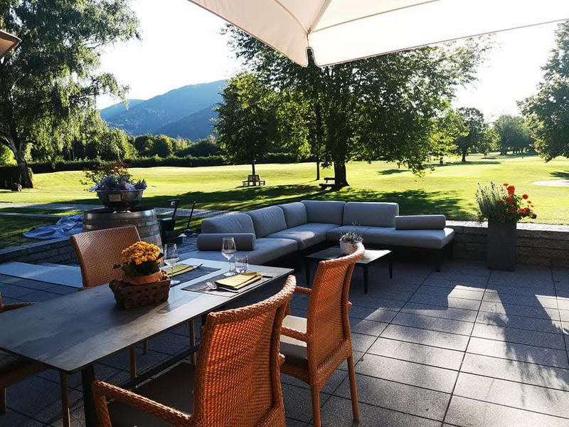 Lounge on the terrace with parasols