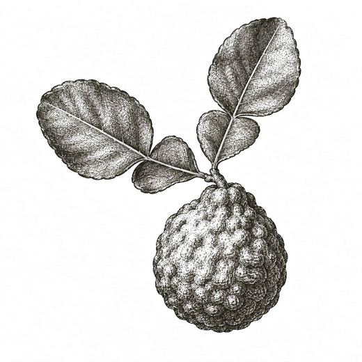 Kaffir lime, ink drawing