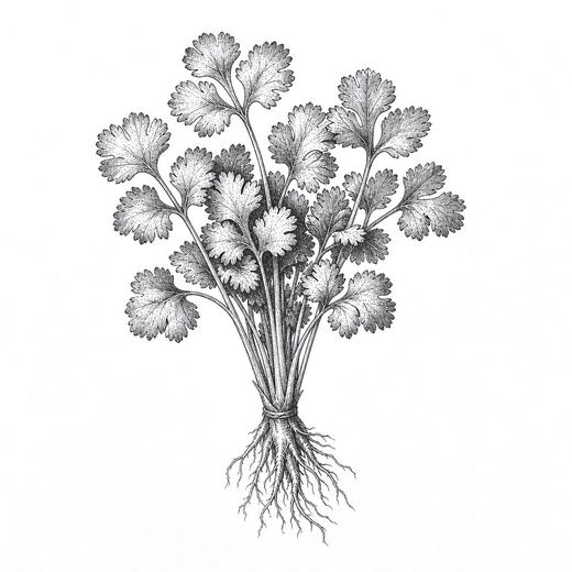 Coriander, ink drawing