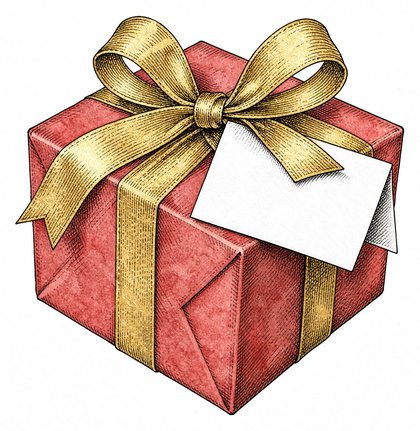 Drawing of a gift with a bow